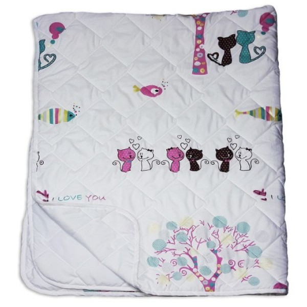 Фото - Ковдра дитяча Zastelli Літня "Кошенята" 110х140 см біла (13336)