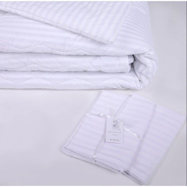 Фото - Ковдра зимова двоспальна євро MirSon антиалергенна №174 Сolor Fun Line 17-0605 Stripe White Eco-Soft 220х240 + нав. 2 шт. (2200010853100)
