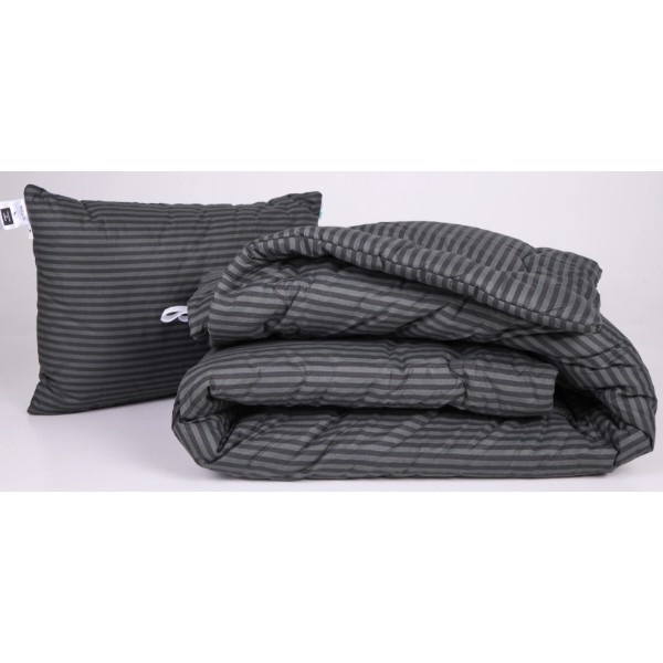Фото - Ковдра зимова полуторна MirSon №159 Сolor Fun Line 17-0611 Stripe Black Bamboo 140x205 см +нав 2 шт. (2200010857924)