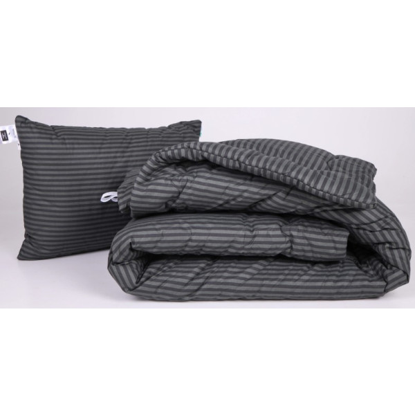 Фото - Одеяло демисезонное двуспальное евро MirSon антиаллергенное №152 Сolor Fun Line 17-0611 Stripe Black Tencel 200х220 + нав. 2 шт. (2200010852233)
