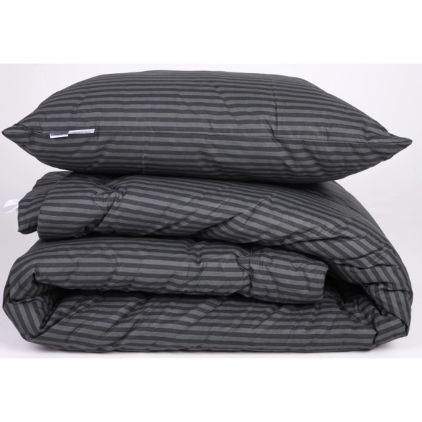 Фото - Ковдра літня двоспальна євро MirSon №157 Сolor Fun Line 17-0611 Stripe Black Bamboo 200х220 см +нав 2 шт. (2200010858259)