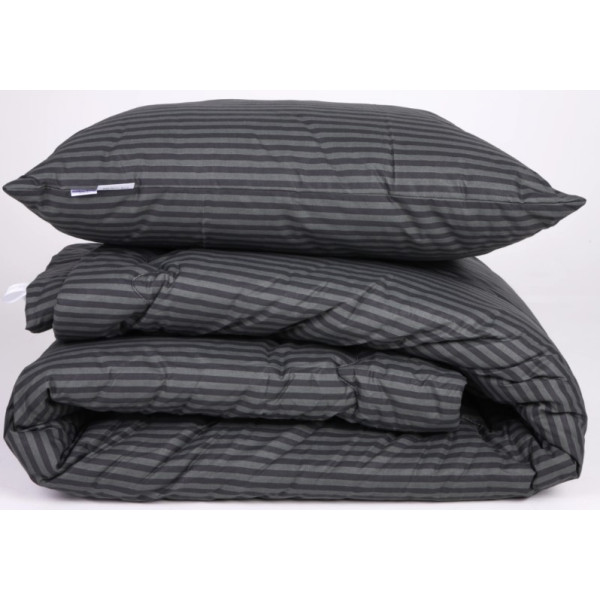 Фото - Одеяло демисезонное двуспальное евро MirSon антиаллергенное №152 Сolor Fun Line 17-0611 Stripe Black Tencel 200х220 + нав. 2 шт. (2200010852233)