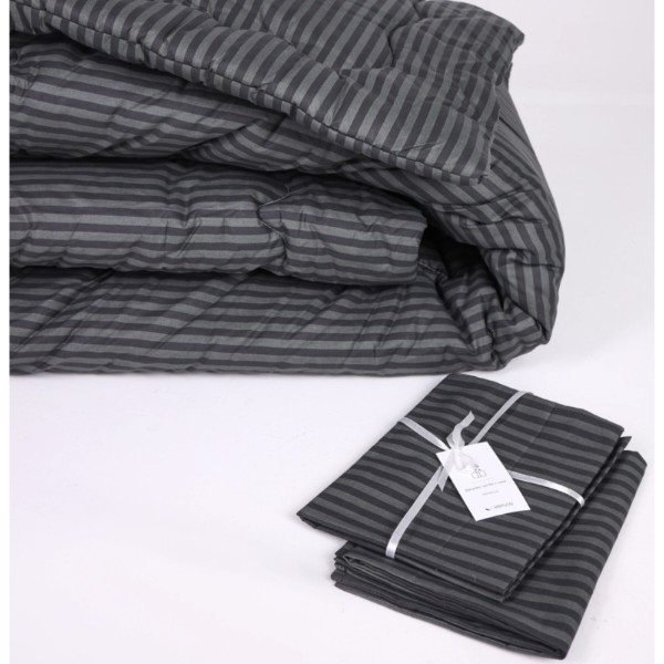 Фото - Ковдра зимова полуторна MirSon Бавовняна №156 Сolor Fun Line 17-0611 Stripe Black 140x205 см +нав 2 шт. (2200010856118)