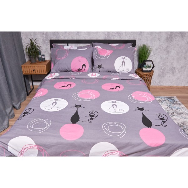 Фото - Комплект постельного белья Moon&Star Бязь Gold Люкс Mauve Cats King Size 220x240 (MS-820002617)