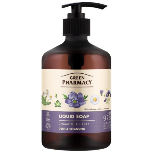 Фото - Рідке мило для рук Green Pharmacy 460 мл ромашка/льон (4823015905858)