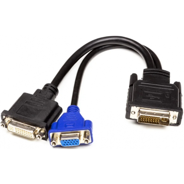 Фото - Переходник PowerPlant DVI-I (M) - DVI-D (F) + VGA (F) 30 см