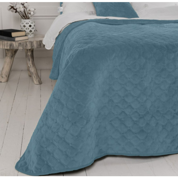 Фото - Покривало двоспальне ТЕП Velour 220x240 см Cиній/Ромб круглий (4-00517_22874)