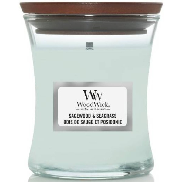 Фото - Свеча стекло Woodwick Mini Sagewood & Seagrass (Полынь и Морская трава) 85г (1728621E)