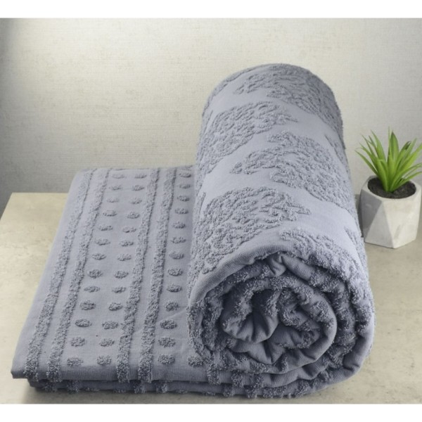 Фото - Покрывало двуспальное GM Textile махровое серое жаккардовое 190х200