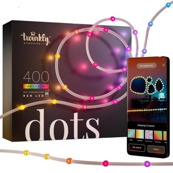 Фото - Гирлянда линейная Twinkly Smart LED Dots Lights RGB 400 Gen II IP44 20 м кабель прозрачный (TWD400STP-TEU)