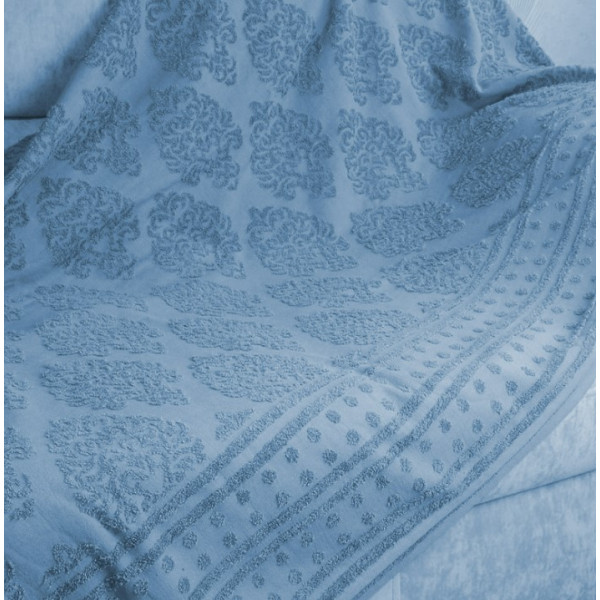 Фото - Покривало полуторне GM Textile махрове блакитне жакардове  150х200