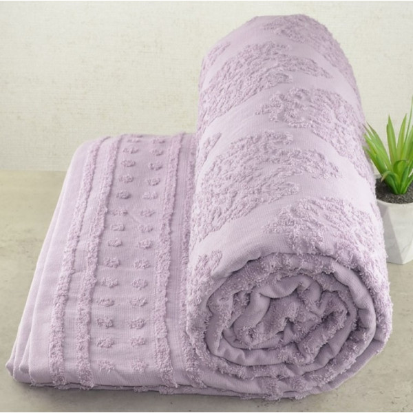 Фото - Покрывало двуспальное GM Textile махровое пепельное жаккардовое 190х200