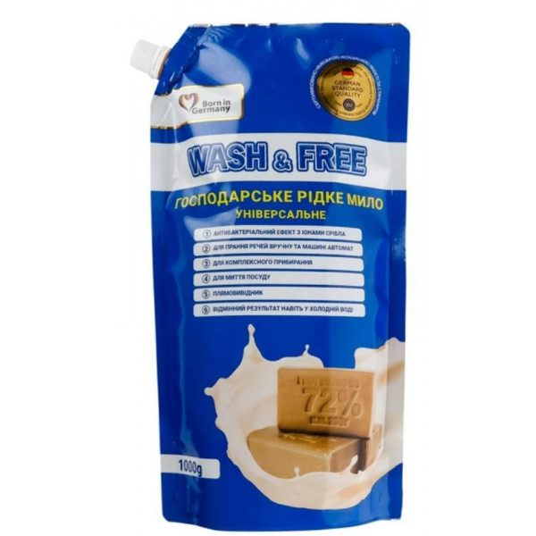 Фото - Мыло хозяйственное WASH & FREE Универсальное жидкое (DOYPACK) 1000г