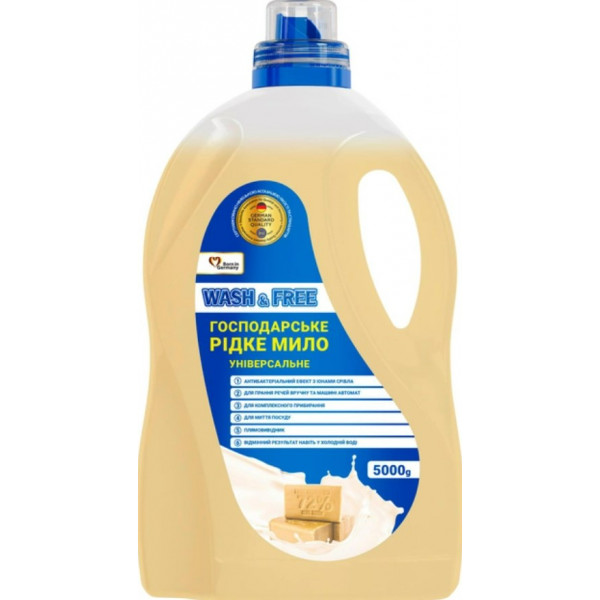 Фото - Мыло хозяйственное WASH & FREE Универсальное Жидкое 5000г