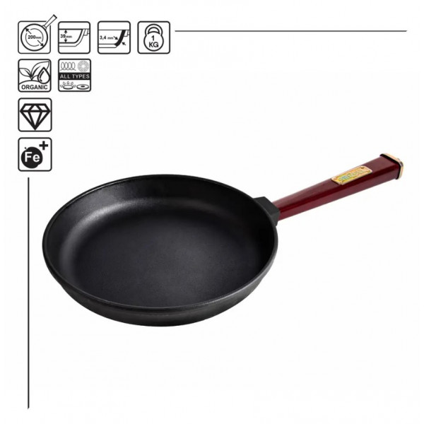 Фото - Сковорода універсальна Brizoll O2035-P2 Optimа-Bordo 200 х 35 мм