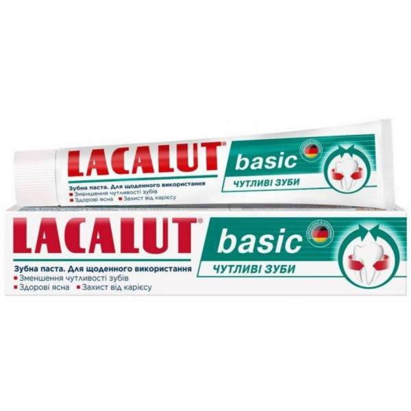 Фото - Зубна паста Lacalut Basic Чутливі зуби 75 мл (4016369693155)