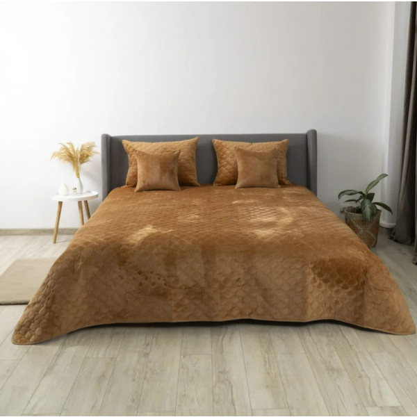Фото - Покривало двоспальне ТЕП Velour 180х240 см Кофейний/Ромб прямий (4-00516_22235)