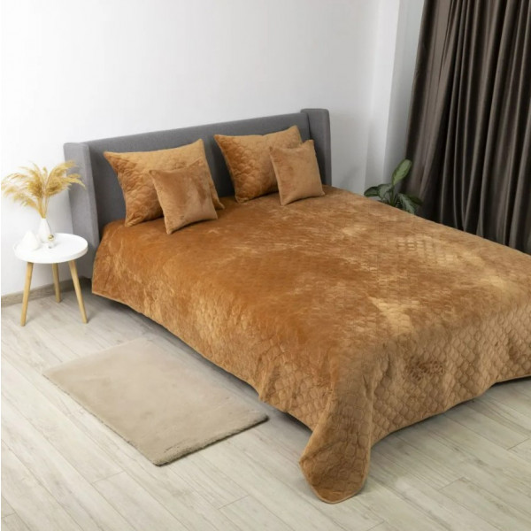 Фото - Покривало двоспальне ТЕП Velour 180х240 см Кофейний/Ромб прямий (4-00516_22235)