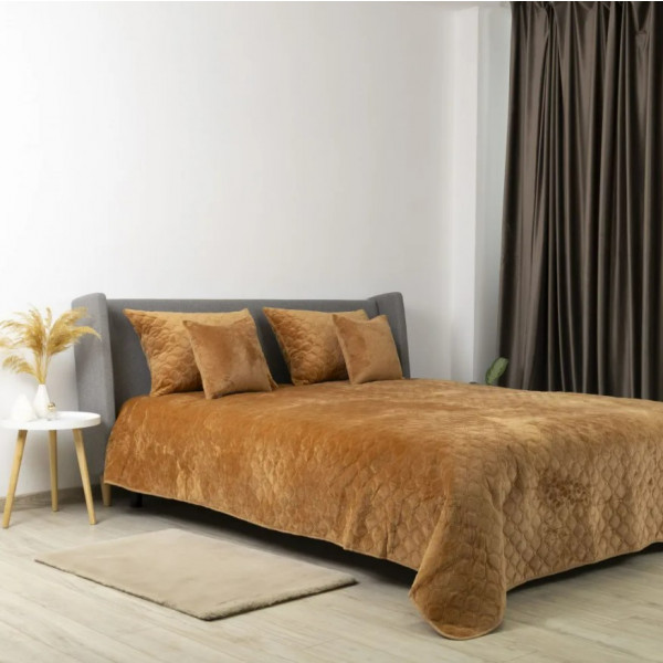 Фото - Покривало двоспальне ТЕП Velour 180х240 см Кофейний/Ромб прямий (4-00516_22235)