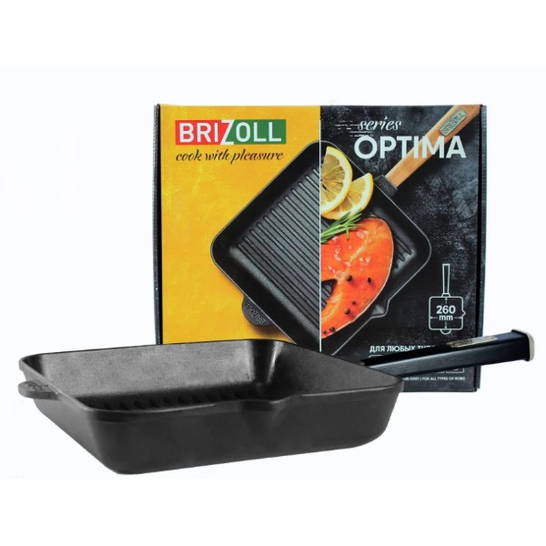 Фото - Сковорода гриль Brizoll O262650G-P1 Optima-Black 260 х 260 х 50 мм