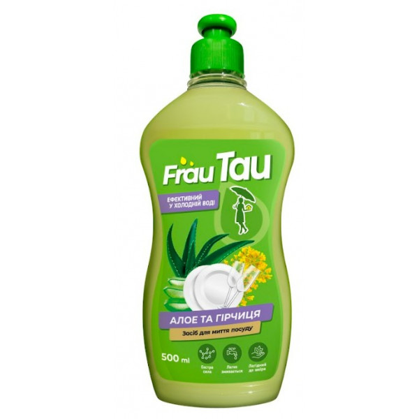Фото - Засіб для ручного миття посуду Frau Tau Алое та гірчиця 500 мл (4820263230404)