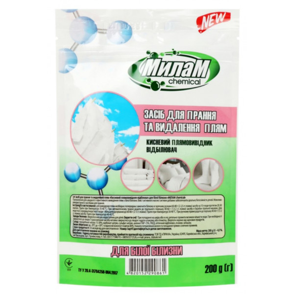 Фото - Средство для удаления пятен Милам для белого белья 200г (4820152290861)