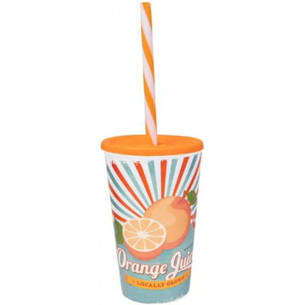 Фото - Склянка з трубочкою Herevin Orange Juice 0.65 л (161948-028) Фото - Склянка з трубочкою Herevin Orange Juice 0.65 л (161948-028)