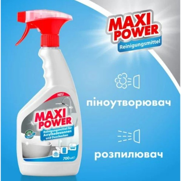 Фото - Засіб для миття у ванній кімнаті Maxi Power 700 мл (4823098412052)