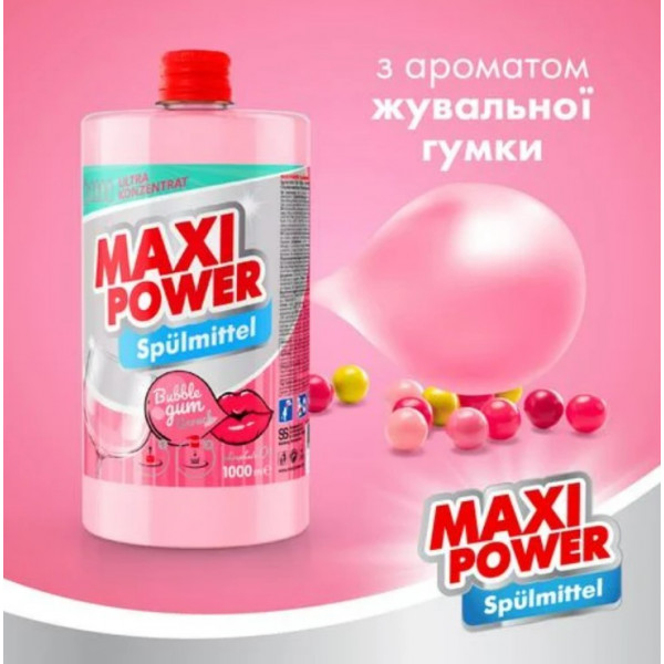 Фото - Засіб для ручного миття посуду Maxi Power Бабл Гам запаска 1 л (4823098411970)