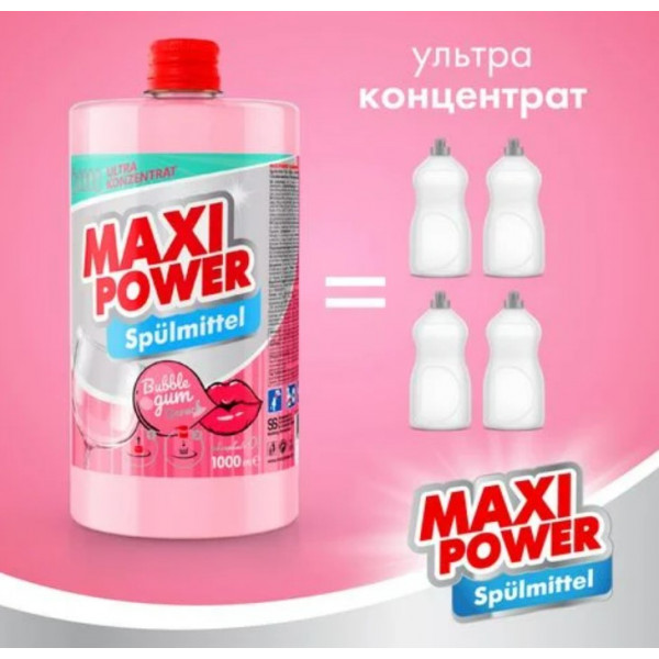 Фото - Засіб для ручного миття посуду Maxi Power Бабл Гам запаска 1 л (4823098411970)