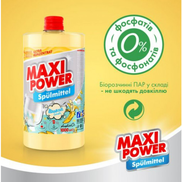 Фото - Средство для ручного мытья посуды Maxi Power Банан запаска 1 л (4823098411987)