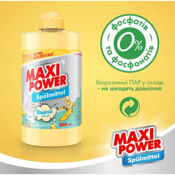 Фото - Засіб для ручного миття посуду Maxi Power Банан 500 мл (4823098411956)