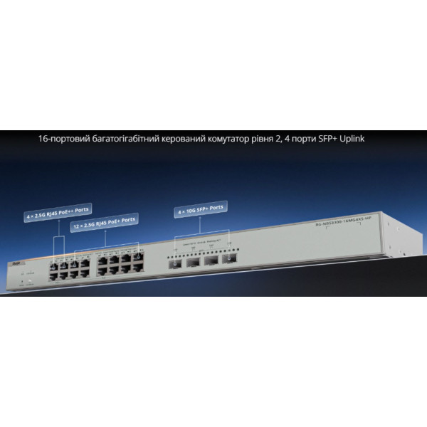 Фото - Коммутатор локальної мережі (Switch) Ruijie Reyee (RG-NBS3300-16MG4XS-HP)