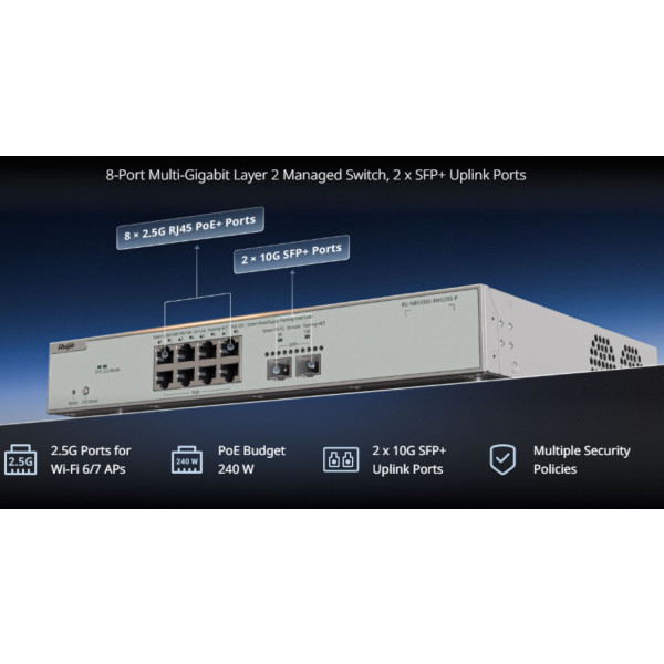 Фото - Коммутатор локальної мережі (Switch) Ruijie Reyee (RG-NBS3300-8MG2XS-P)