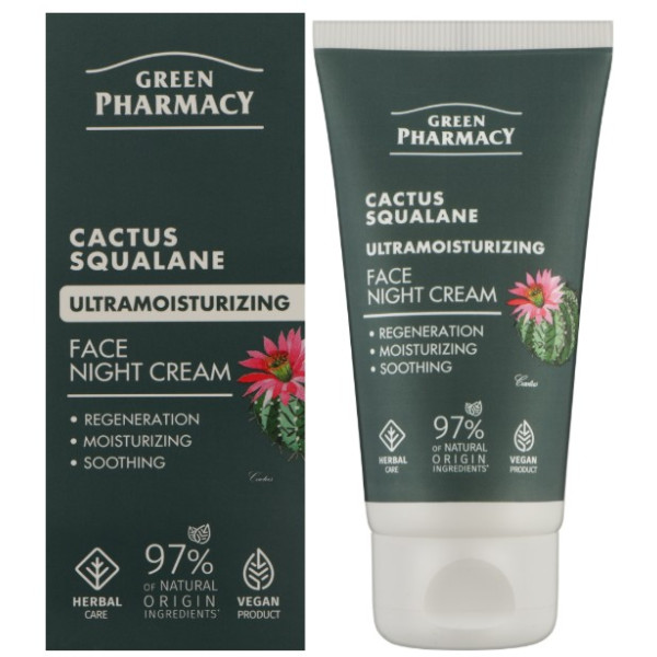Фото - Крем для обличчя Green Pharmacy 50 мл нічний Кактус + сквалан (5901845509671)