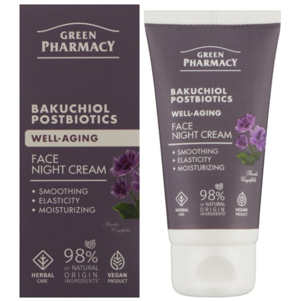 Фото - Крем для обличчя Green Pharmacy 50 мл нічний Бакучіол + постбіотики (5901845509749)