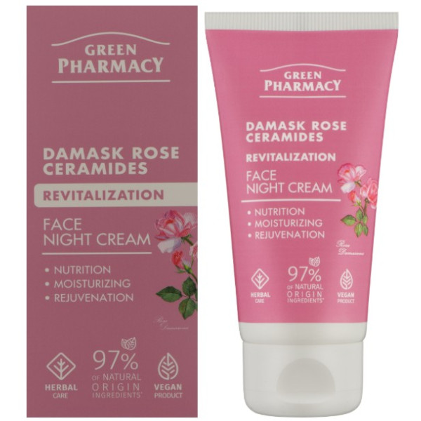 Фото - Крем для лица Green Pharmacy 50 мл ночная Дамасская роза + керамиды (5901845509541)
