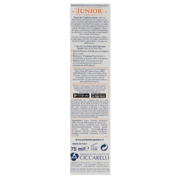 Фото - Зубна паста Pasta Del Capitano Junior Soft Mint 6+ 75 мл (PTPJSM75)