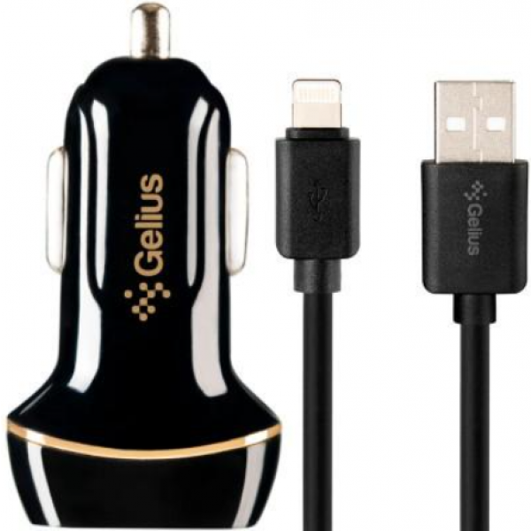 Фото - Автомобільний зарядний пристрій Gelius АЗУ Gelius Ultra Voyager GU-CC02 2USB 2.4A + Cable iPhone X Black
