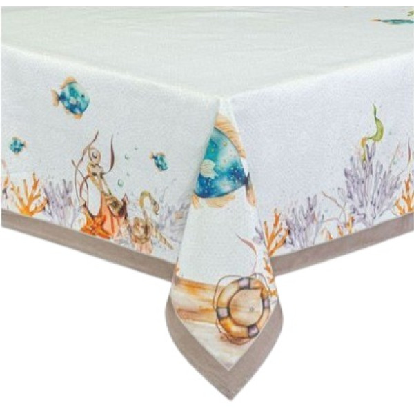 Фото - Скатерть прямоугольная Home Line полупанама Рыба-бабочка 120х150 см коричневый (196797)