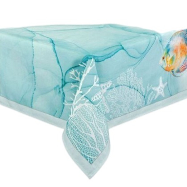 Фото - Скатерть прямоугольная Home Line полупанама Лазурный мир 120х150 см бирюзовый (196799)