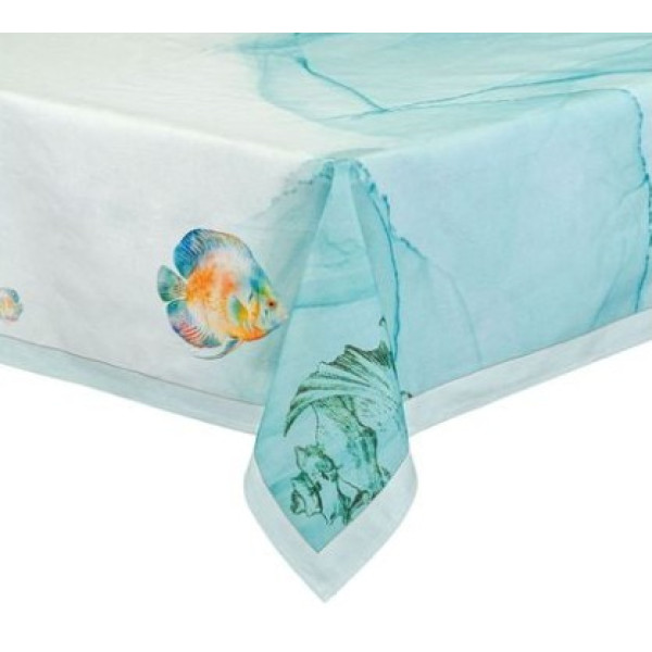 Фото - Скатерть прямоугольная Home Line полупанама Лазурный мир 120х150 см бирюзовый (196799)