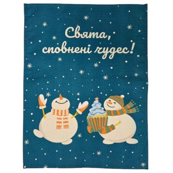 Фото - Рушник кухонний Прованс Новорічне вафельне Сніговики 45х60 см (042990) Фото - Рушник кухонний Прованс Новорічне вафельне Сніговики 45х60 см (042990)