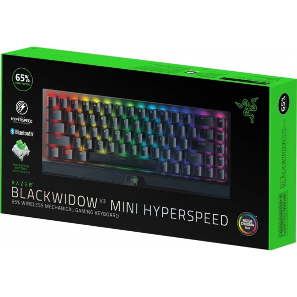Фото - Клавіатура бездротова ігрова Razer BlackWidow V3 Mini Hyperspeed Green Switch RU (RZ03-03891600-R3R1)