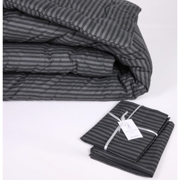 Фото - Одеяло летнее полуторное MirSon антиаллергенное №151 Сolor Fun Line 17-0611 Stripe Black Tencel 140х205 нав. 2 шт. (2200010854169)