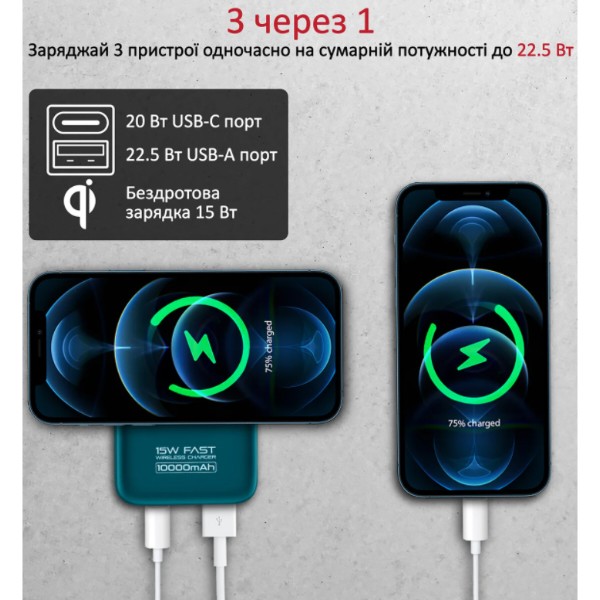 Фото - Батарея мобільна Promate powermag-10+ 10000mAh Blue