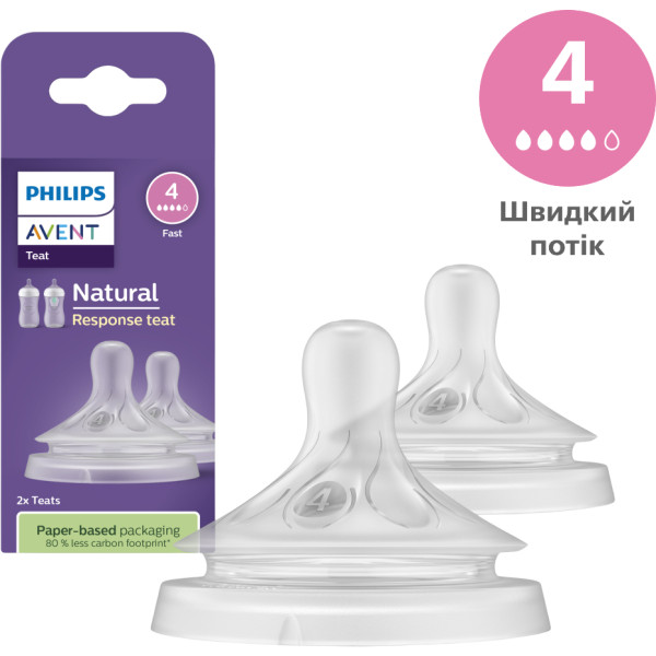 Фото - Средний поток соска детская силиконовая Philips AVENT Natural природный средний поток, от 3 мес., 2 шт. (SCY964/02)