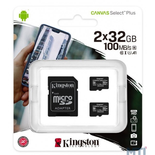 Фото - Карта пам'яті Kingston microSDHC 32GB Canvas Select Plus 100R A1 C10 (SDCS2/32GB-2P1A)