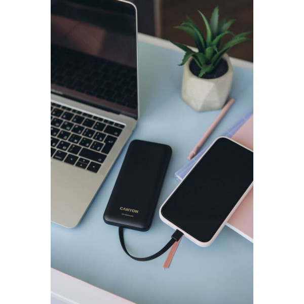 Фото - Батарея мобільна Canyon PB-1010 10000 mAh PD QC Black (CNE-CPB1010B)