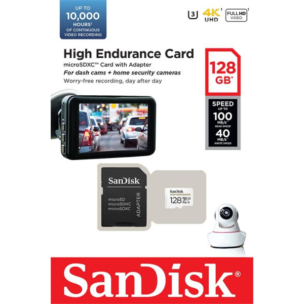 Фото - Карта пам'яті SanDisk microSDHC 128GB C10 UHS-I U3 V30 High Endurance (SDSQQNR-128G-GN6IA)